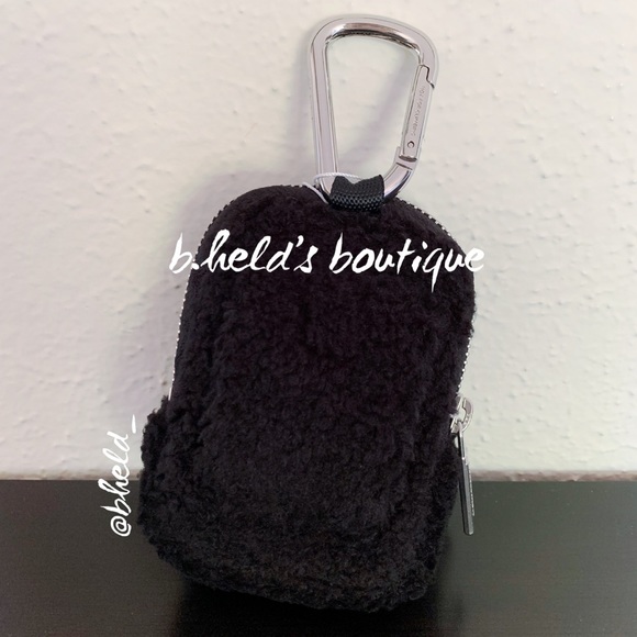 lululemon Nano Clip-On Backpack *Fleece in Black & Silver OS Brand New NWT - Picture 3 of 14